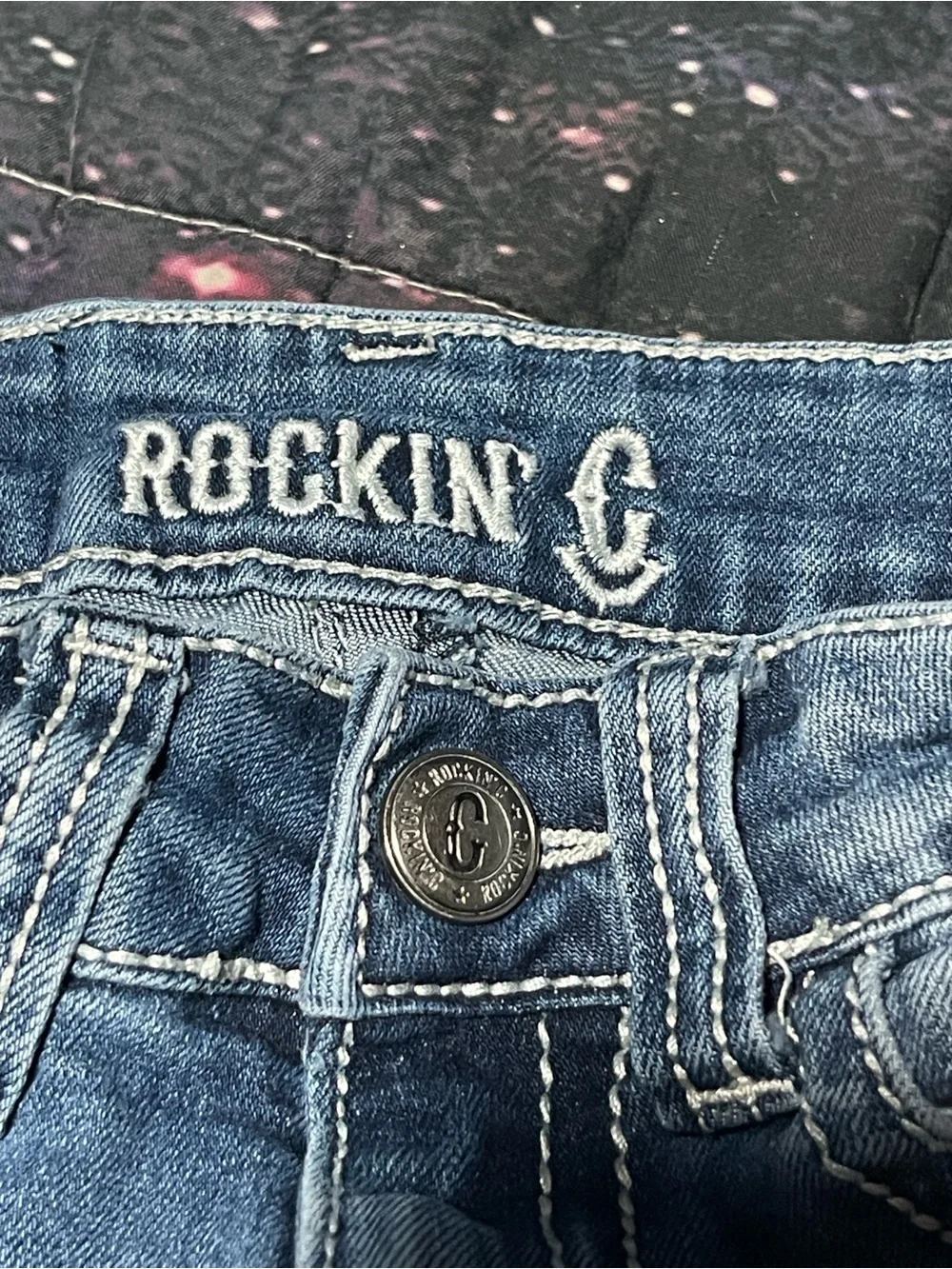 Rockin C Girls Bootcut Western Jeans Size 7 Contrast Stitch Cavender's